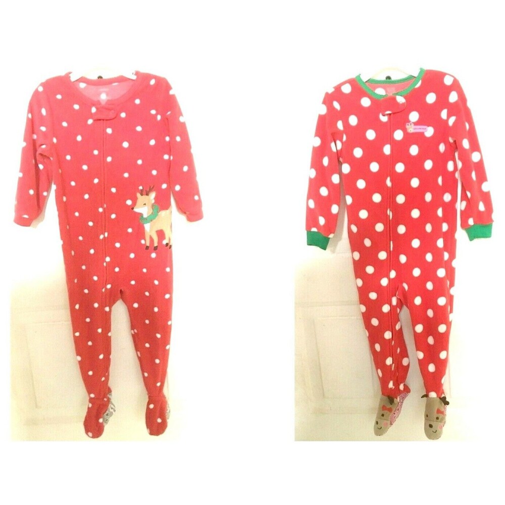 Carter's Baby Christmas Holiday PJ Pajama Lot of 2 Red White 2T Reindeer EUC